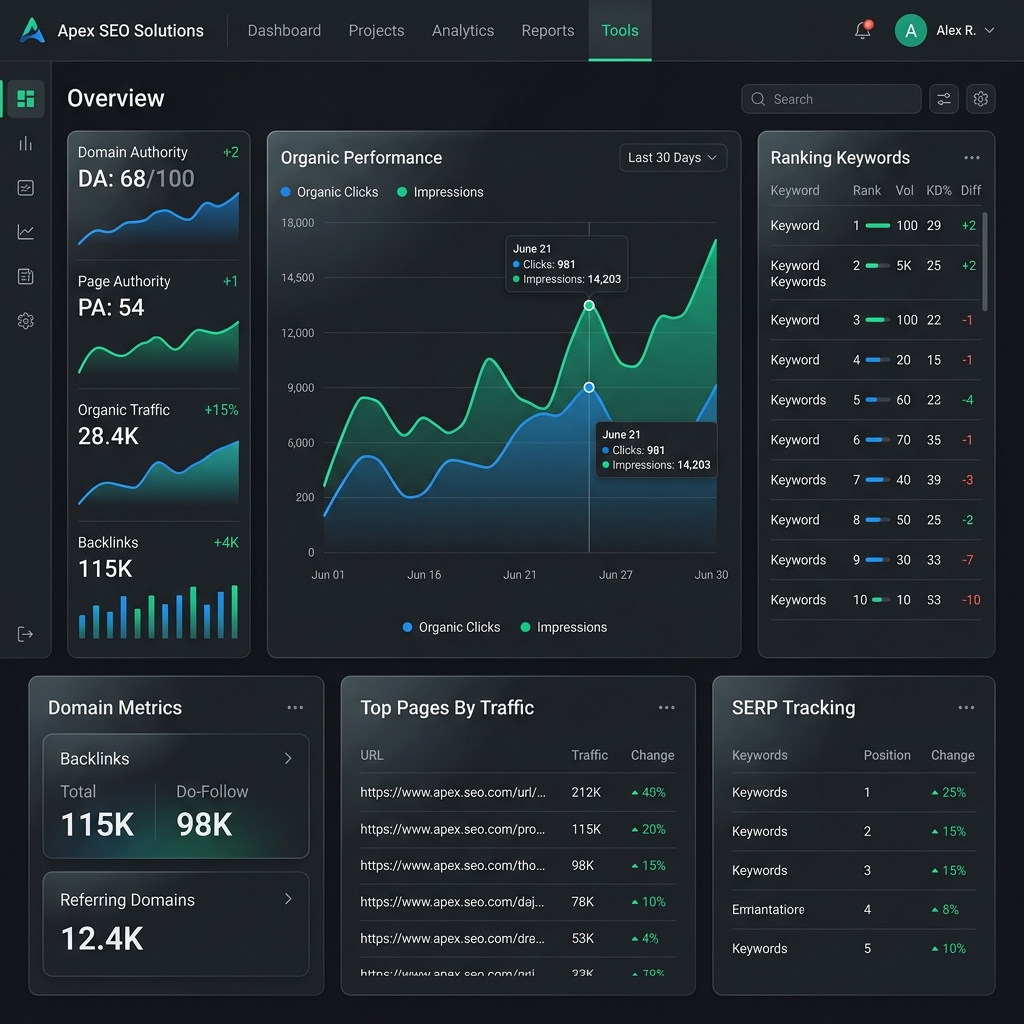 Analytický dashboard pro vyhodnocování SEO metrik