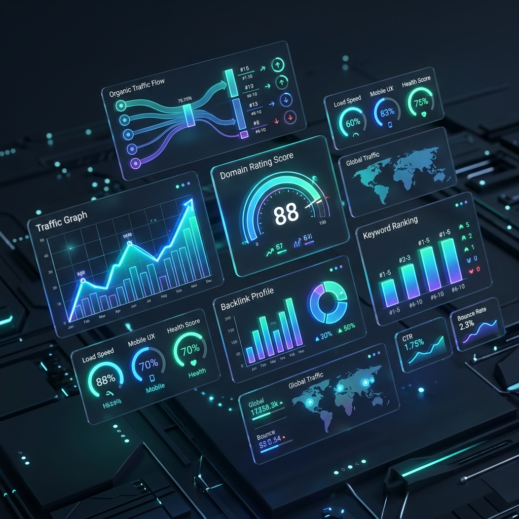 Dashboard SEO metrik pro hodnocení kvality zpětných odkazů